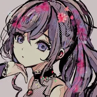 🔮 动漫, 女孩, 紫色头发, 可爱, 卡通 telegram sticker