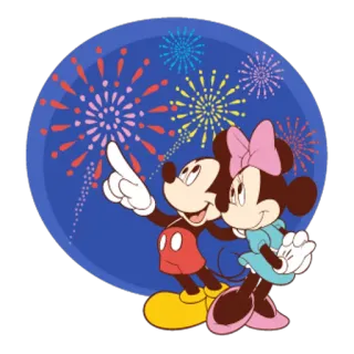🎅 Mickey Mouse Micky Maus, Minnie Maus, Disney, Feuerwerk, Cartoon telegram sticker