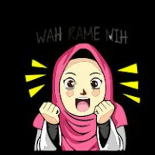😱 WAH RAME NIH Хиджаб, Женщина, Мультфильм, Выражение, Индонезийский whatsapp sticker