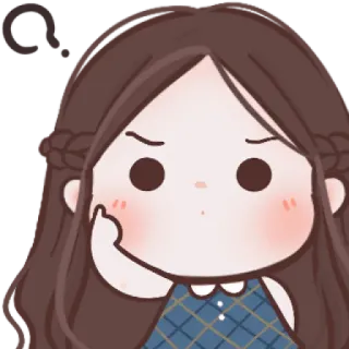 🧸 dessin animé, fille, penser, mignon, autocollant, pensif telegram sticker