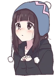 😷 anime, desenho, menina, fofa, kawaii, chapéu, rubor telegram sticker