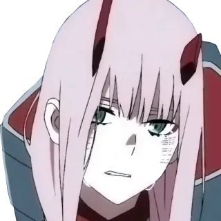 😩 Zero Two Darling in the Franxx anime, sad, crying, girl, zero two telegram sticker