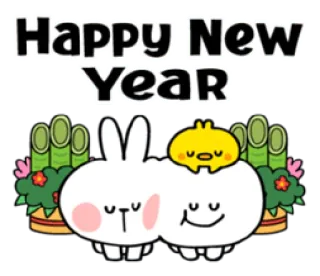 🎉 Happy New Year capodanno, coniglio, carino, festa, celebrazione telegram sticker