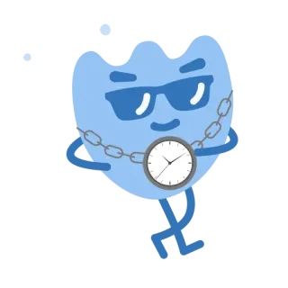 🕰 keren, jam, rantai, kacamata hitam, biru, karakter, waktu telegram sticker