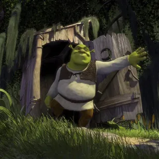 🚽 Shrek การ์ตูน, ยักษ์, หนองน้ำ, สีเขียว, ภาพยนตร์ telegram sticker