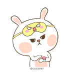 😤 bunny, sleepy, cute, animal, cartoon, rabbit, sleeping mask telegram sticker