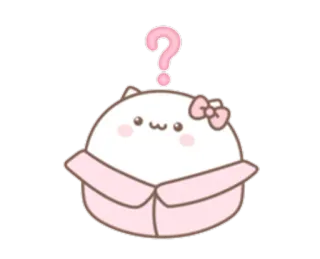 ❓ chat, point d'interrogation, boîte, mignon, animal, kawaii telegram sticker
