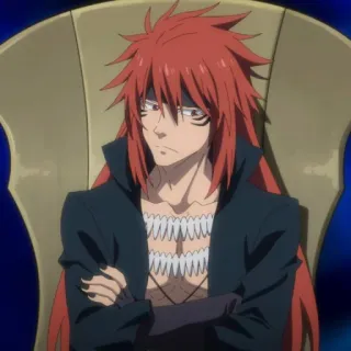 😒 Guy Crimson That Time I Got Reincarnated as a Slime Anime, Manga, Guy Crimson, Seigneur Démon, cheveux rouges, Tensei Slime telegram sticker