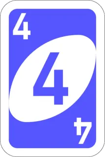 4️⃣ kaart, uno, nummer, spel, blauw telegram sticker