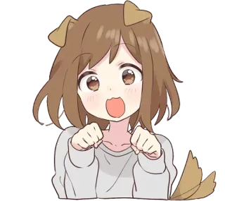 😚 Anime, Anjing, Lucu, Gadis, Telinga, Ekor telegram sticker