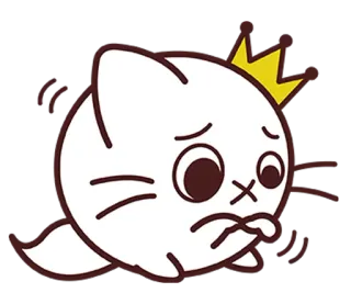 😣 고양이, 왕관, 귀여운, 만화, 이모지 telegram sticker