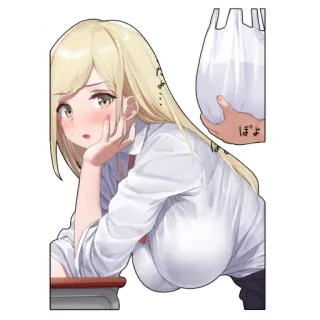 ☁️ ぽよ 动漫, 女孩, 校服, 水袋 telegram sticker