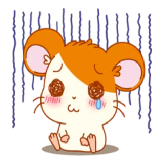 😧 chuột hamster, buồn, kawaii, hoạt hình, dễ thương, cảm xúc, động vật telegram sticker