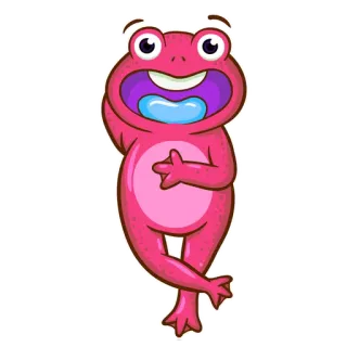 🐸 卡通, 青蛙, 粉色, 快乐, 动物 telegram sticker