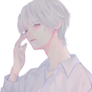 🥱 anime, white hair, boy, aesthetic, art, illustration telegram sticker