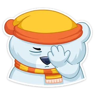 😕 クマ, 漫画, ステッカー, 悲しい, 冬, 可愛い, がっかり telegram sticker
