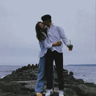♥️ pareja, romance, océano, muelle, amor, relación whatsapp sticker