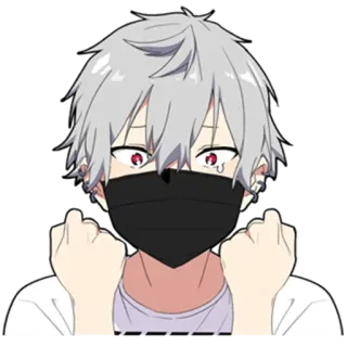 🎩 anime, anime boy, character, masked, emo, grey hair, cartoon telegram sticker