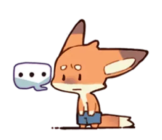 😐 狐狸, 卡通, 动物, 角色, 气泡, 担心 telegram sticker