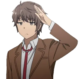 👋 Sakuta Azusagawa Rascal Does Not Dream of Bunny Girl Senpai 动漫, 青春猪头少年不会梦到兔女郎学姐, 梓川咲太, 动漫 男孩, 角色, 棕色头发, 领带 telegram sticker