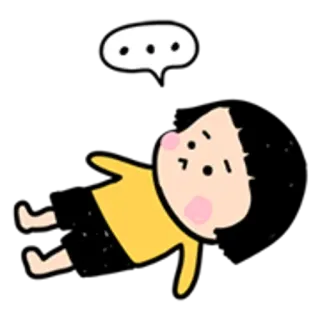 👧 cartoon, thinking, dots, illustration, pensive telegram sticker