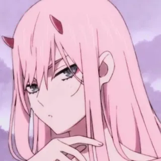 🍒 Zero Two Darling in the Franxx Anime, Mädchen, pinke Haare, Hörner, Zero Two telegram sticker