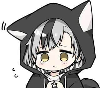 🥺 Аниме, Мультфильм, Парень, Кошачьи ушки, Грустный, Плачущий telegram sticker