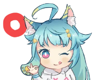 ⭕️ Anime, Kat, Kawaii, Chibi, Schattig, Karakter, Illustratie, Knipoog telegram sticker