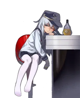 🍺 Anime, Garota, Bebendo, Sonolenta, Cansada telegram sticker