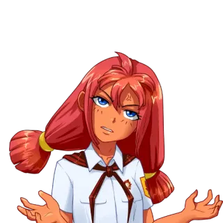 😠 Anime, Garota, Dar de ombros, Confusa, Expressão telegram sticker