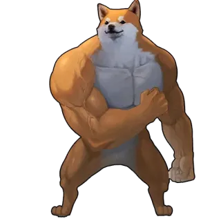 💪 doge, dog, meme, funny, buff, muscular, strong telegram sticker