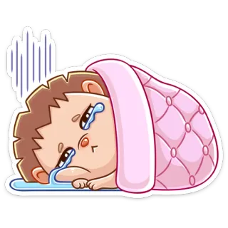 😭 sad, crying, cartoon, hedgehog, animal whatsapp sticker