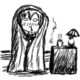 👌 かわいい, ブランケット, 癒し, 朝, 眠い, コーヒー, イラスト telegram sticker