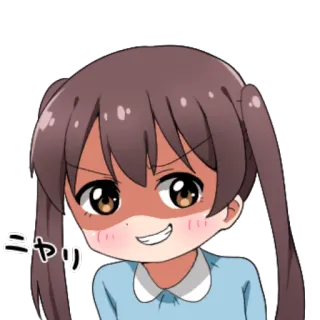😏 ニヤリ animé, fille, suffisant, sourire narquois, mignon, dessin animé telegram sticker