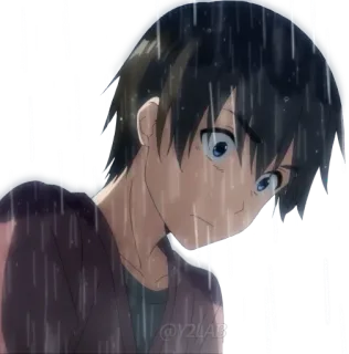 😭 @Y2LAB Anime, Chuva, Personagem, Menino telegram sticker