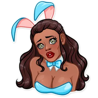 🥺 зайчик, девушка, костюм, пышная грудь, сексуальная telegram sticker