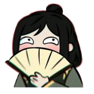 😏 cartoon, fan, embarrassed, character, asian telegram sticker