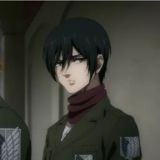 😁 Mikasa Ackerman Attack on Titan 动漫, 进击的巨人, 三笠, 军事, 漫画, 调查兵团 whatsapp sticker