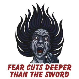😱 FEAR CUTS DEEPER THAN THE SWORD fear, sword, horror, scary, monster telegram sticker