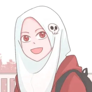 💬 donna, hijab, ragazza, anime, cartone animato, ritratto whatsapp sticker