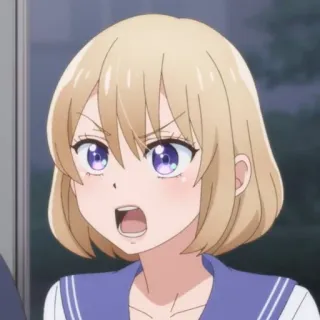 💛 Anime, Fille, Uniforme scolaire, Mignon, En colère, Expression telegram sticker