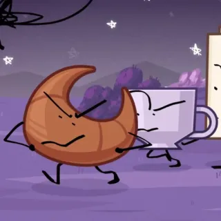 😠 object show, animation, cartoon, croissant, cup telegram sticker