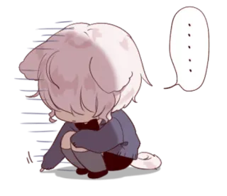 😔 traurig, Anime, kawaii, niedlich, emotional, isoliert, Chibi whatsapp sticker
