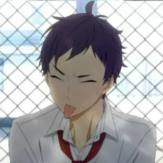 😝 Anime, Chico, Sacando la lengua, Uniforme escolar telegram sticker