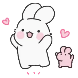 😊 可爱, 兔子, 卡哇伊, 爱心, 白色 telegram sticker