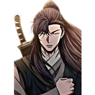🦔 anime, espada, hombre, pelo largo, ropa tradicional whatsapp sticker