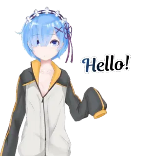👋 Rem Hello! anime, girl, hello, cute whatsapp sticker