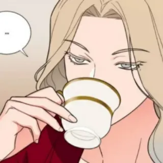 🌟 ... чай, блондинка, персонаж, пьет, саркастичный, мультфильм telegram sticker