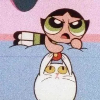 🐱 Buttercup The Powerpuff Girls Cartone animato, Ragazza, Gatto, Arrabbiato, Carino telegram sticker