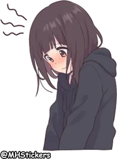 😅 @MHStickers стикер, аниме, мультфильм, девушка, обеспокоенный telegram sticker